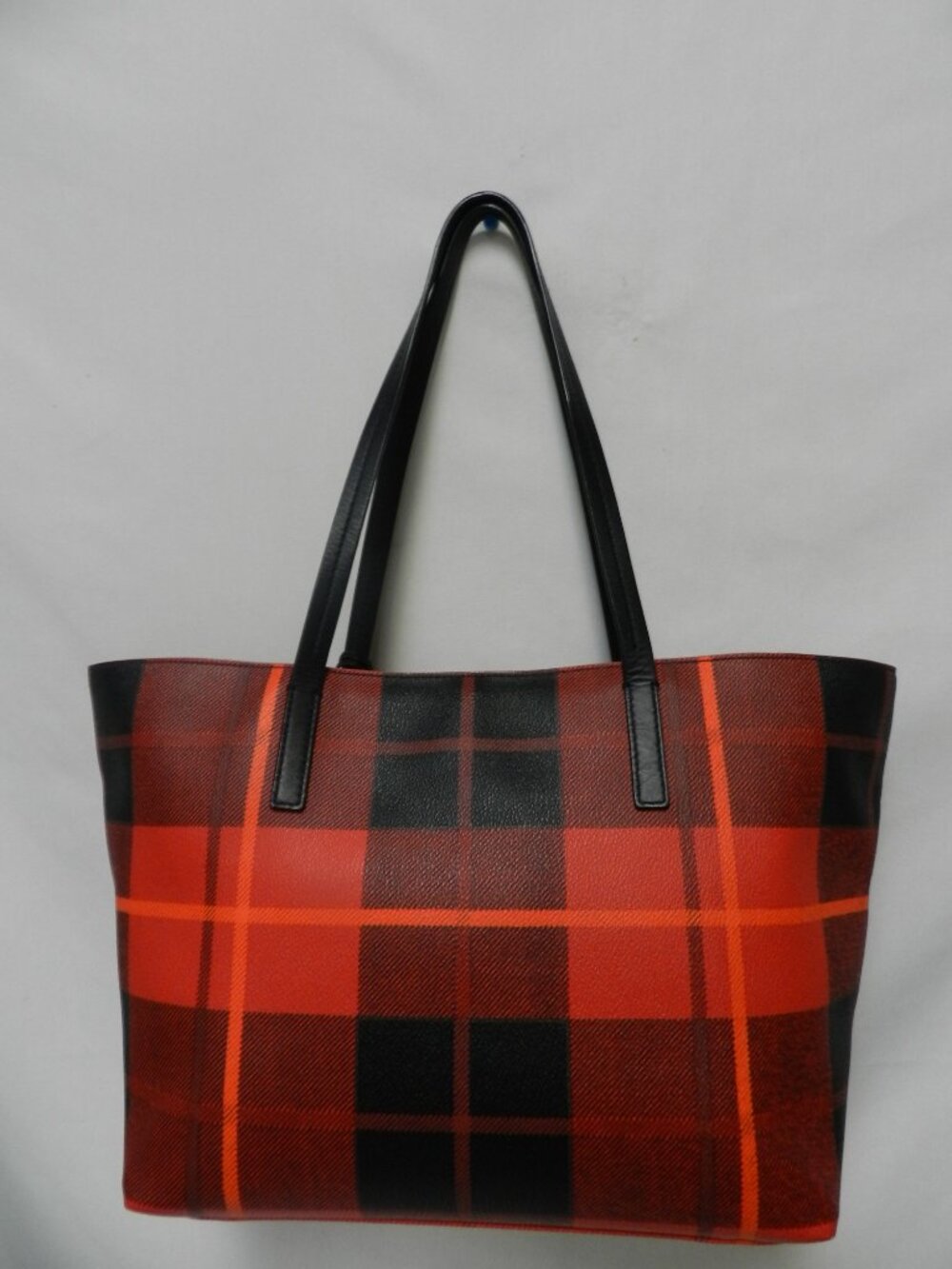 Kate Spade Hawthorne Lane red plaid tartan shoulder tote bag purse Coated Canvas - Picture 9 of 15